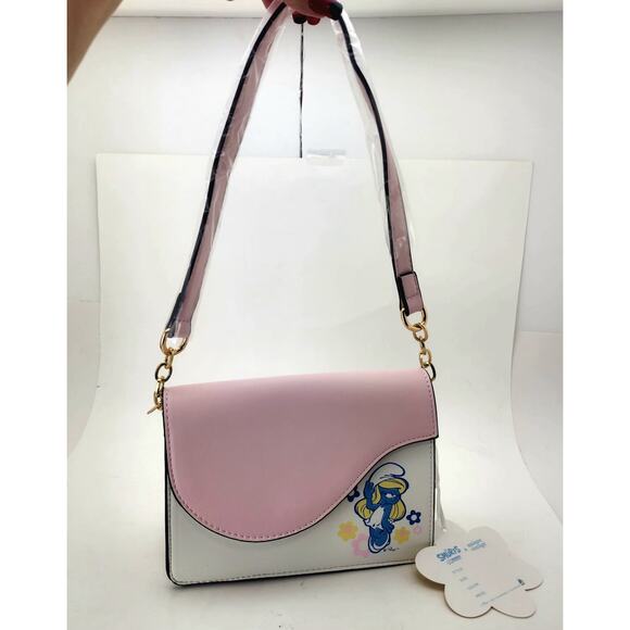 Unique Vintage Smurfs Purse Smurfett Pink kidcore Cartoon 90s Nostalgic Shoulder - Picture 4 of 11